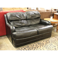 Drexel Heritage Black Leather Loveseat