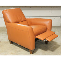 Natuzzi Coral Orange Leather Pushabck Recliner