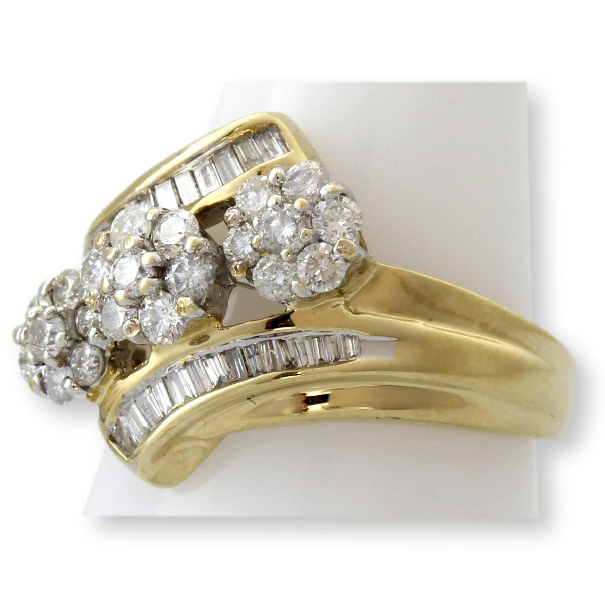 Renaissance Jewelry JWBR 10K Gold Diamond Cluster Ring | Vintage Floral Diamond Estate Ring