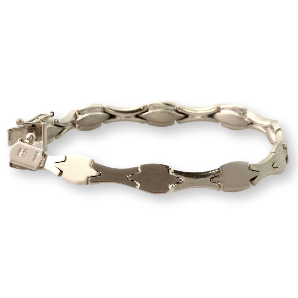 Vintage Milros Italy 14K White Gold Link Bracelet - 7.25"(l)