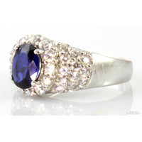 1.70ct Lab Created Sapphire & CZ 18K White Gold Dome Ring