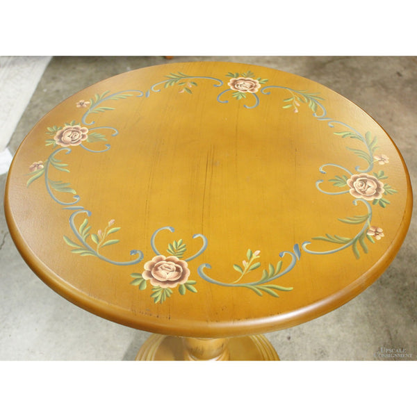 Round Pedestal Accent Table w/Handpainted Designs