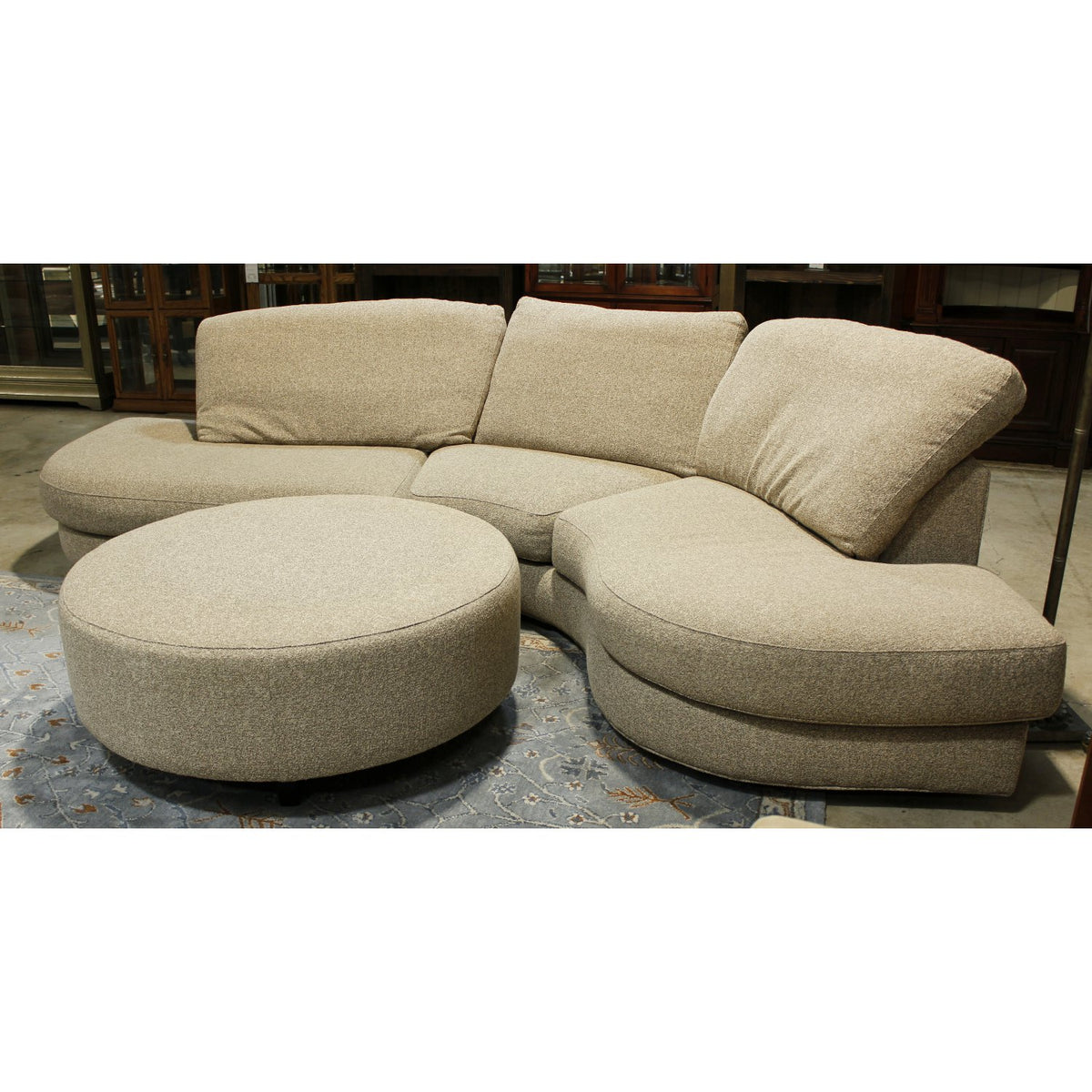 Thayer Coggin Curved Sectional w/Ottoman
