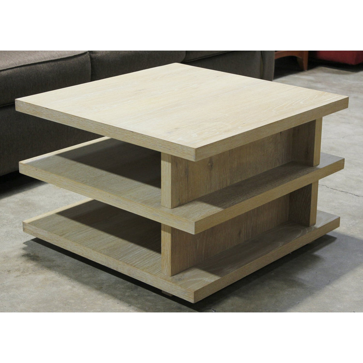 Crate & Barrel 3-Tier Bleached Oak Coffee Table