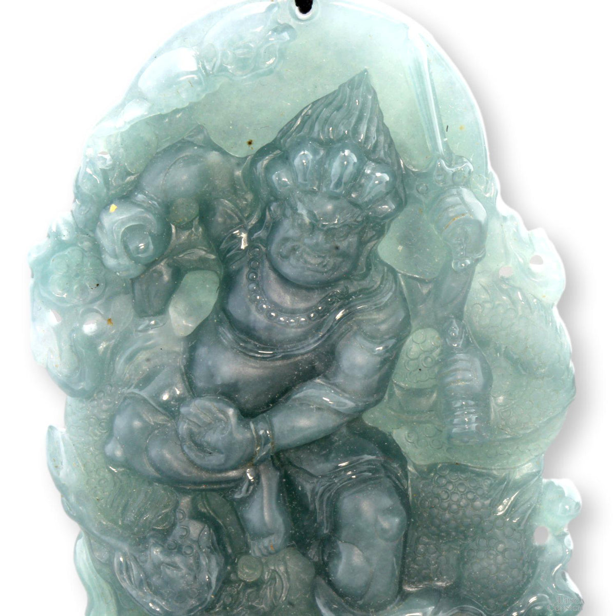 High-Relief Guatemalan Grade A Jadeite Pendant Laughing Buddha & Dragon