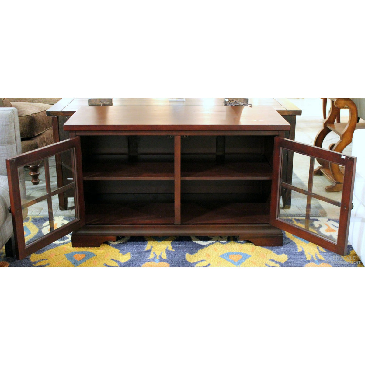 Cherry Media Stand w/Glass Doors