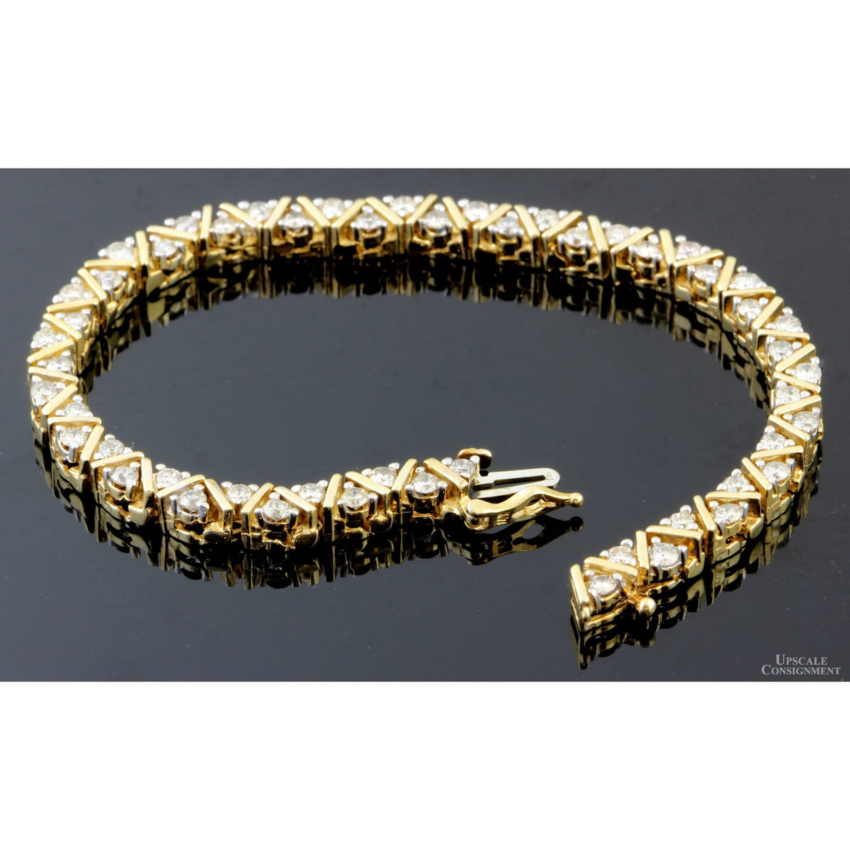 Signed 3.00ctw Diamond Tennis Bracelet in 14K Yellow Gold
