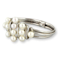 Cultured White Pearl Sterling Silver Clamper Bracelet
