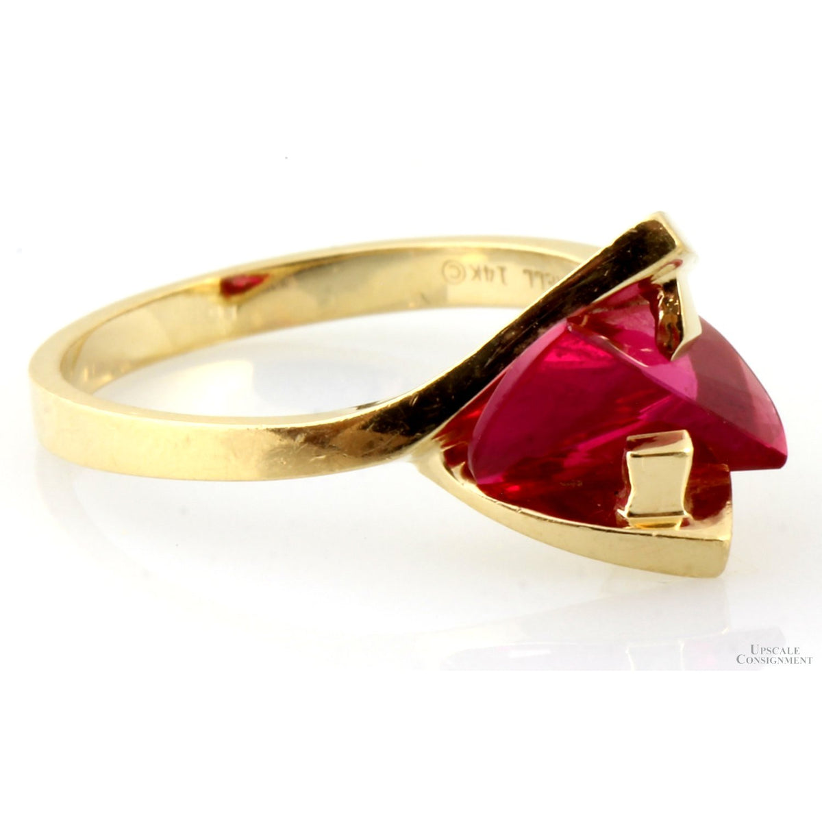 Lighthouse Lens Cut Created Red Spinel 14K Gold Ring