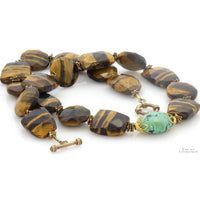 Vintage Tiger's Eye & Turquoise Necklace | Sterling Silver 20"