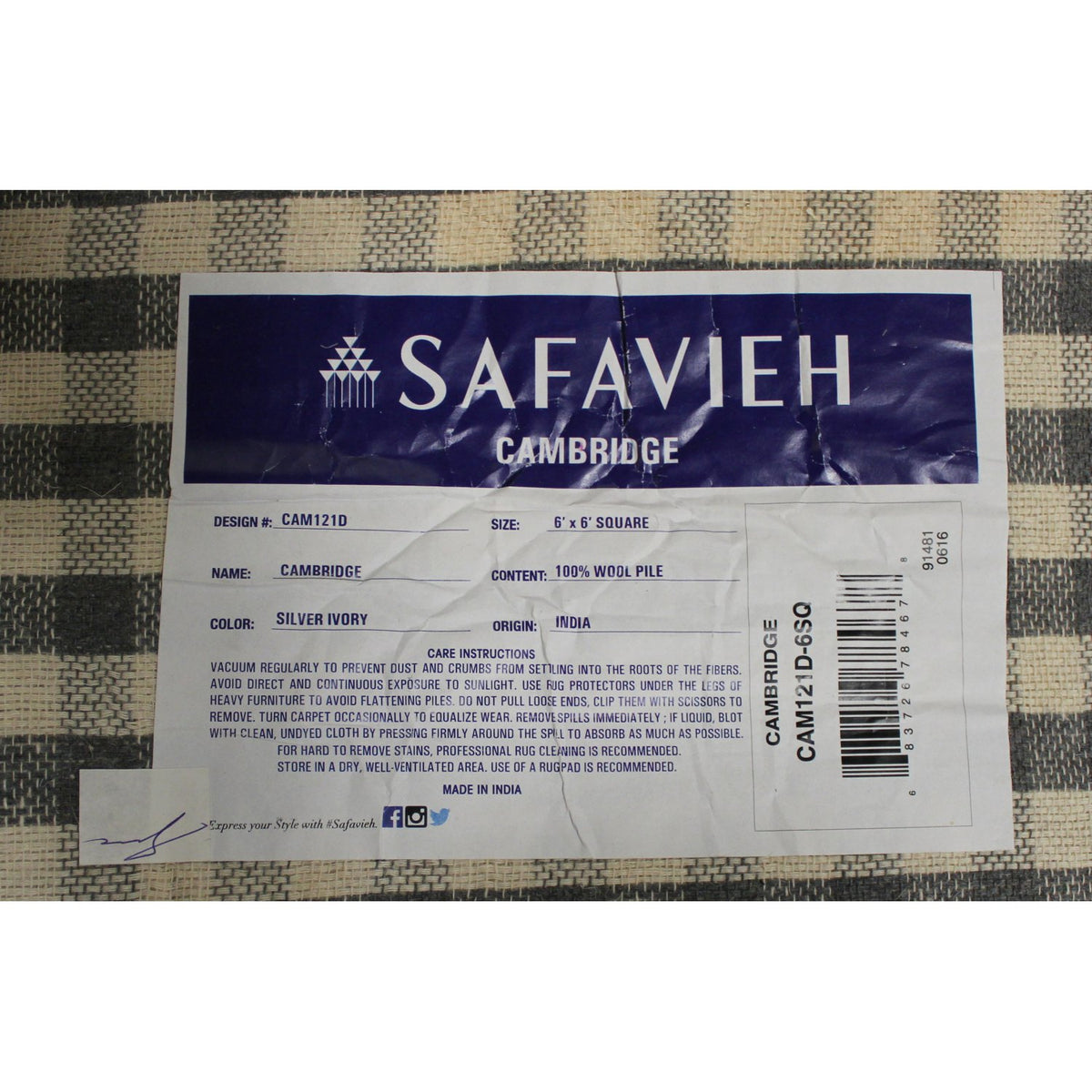 Safavieh 5' 11'' X 6'  'Cambridge' Silver & Ivory Area Rug