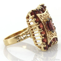 14K Yellow Gold Pyrope-Spessartine Garnet Openwork Statement Ring