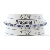 Sterling Silver Natural Sapphire & Colorless Stone Link Bracelet