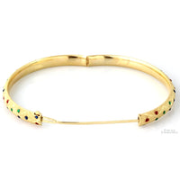 14K Two-Tone Gold 6mm(w) Bangle - Enameled Jewels