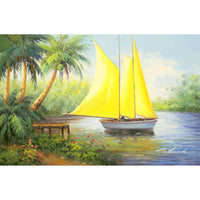 Original Painting Sailboat on Tropical Island