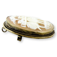 800 Silver THREE GRACES Shell Cameo Pendant Brooch