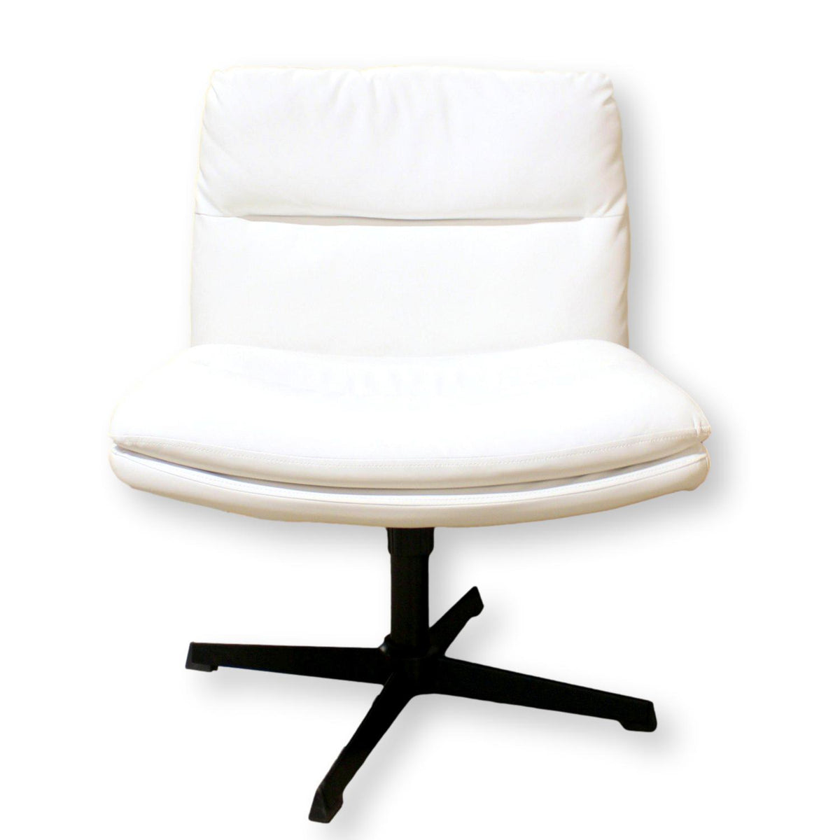 White Vinyl Swivel Accent Chair