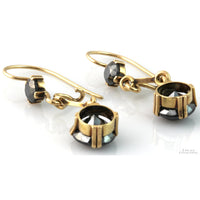 Antique 14K Gold Articulated Hematite Earrings - Circa 1900