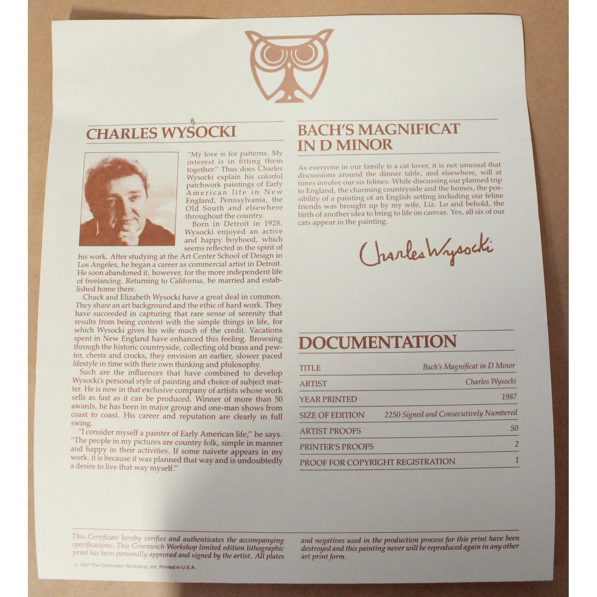 Charles Wysocki Framed L.E. Print "Bach's Magnificat in D Minor"