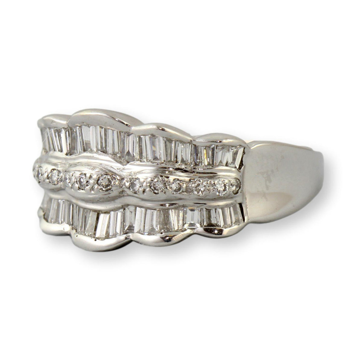 Elegant Three Row .75ctw Diamond Scalloped 14K Band