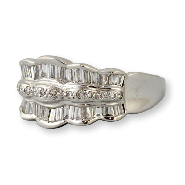 Elegant Three Row .75ctw Diamond Scalloped 14K Band