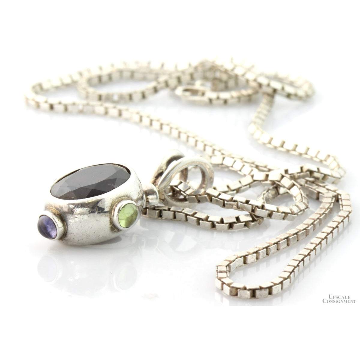 Almandine Garnet Sterling Silver Pendant & 24" Chain