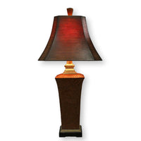 Copper Color Textured Lamp w/Leather Shade