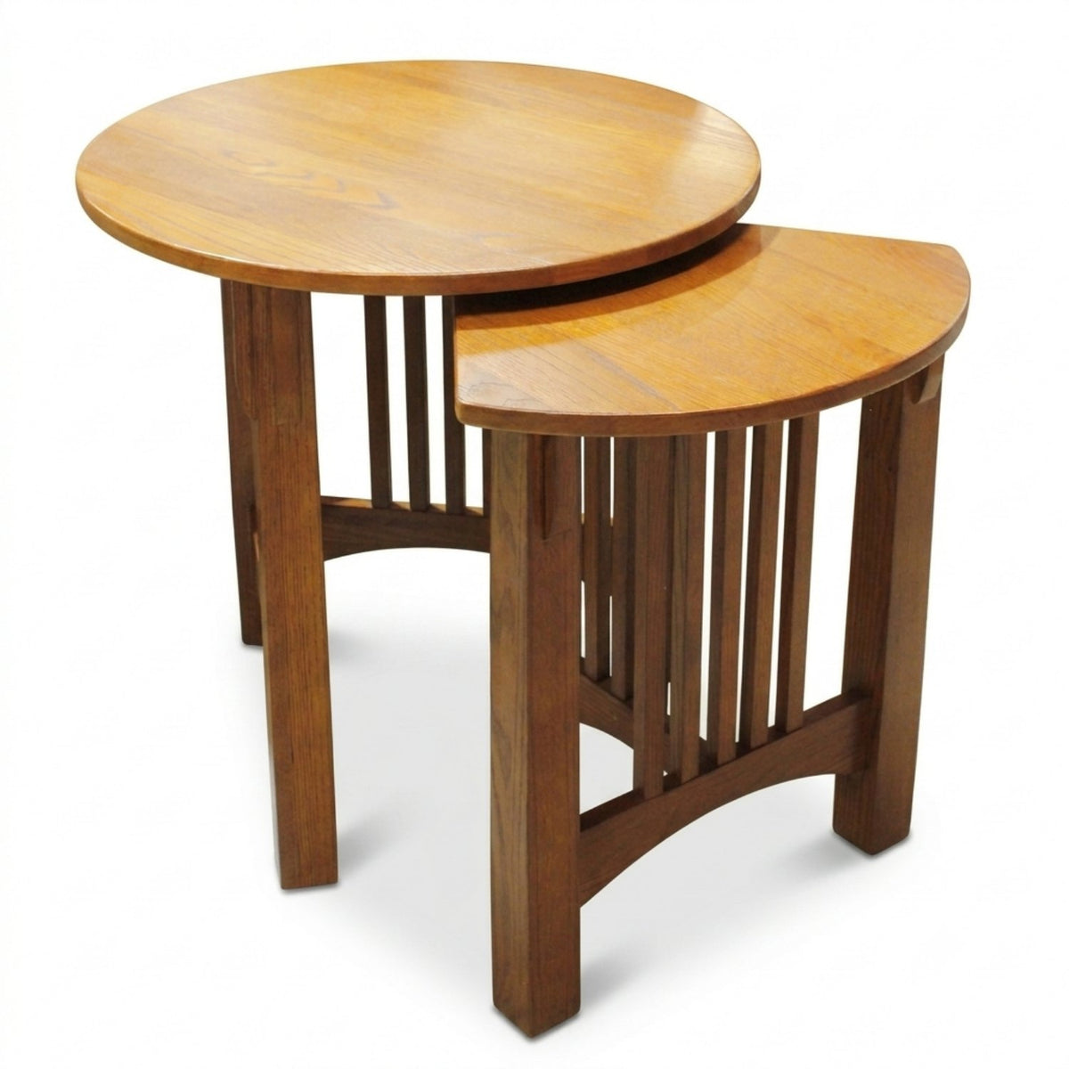 Set/2 Round Mission Oak Nesting Tables