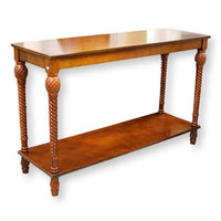 Cherry Finish Console Table w/Pineapple Motif
