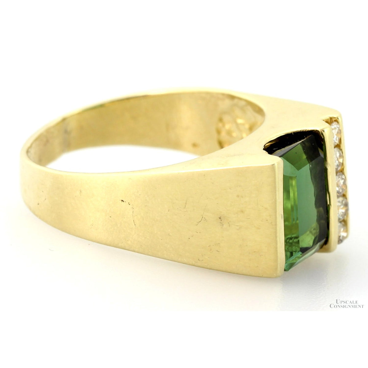 14K Yellow Gold 1.88ct Green Tourmaline & Diamond Ring