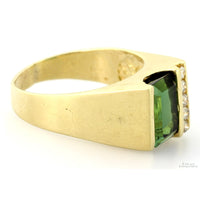 14K Yellow Gold 1.88ct Green Tourmaline & Diamond Ring