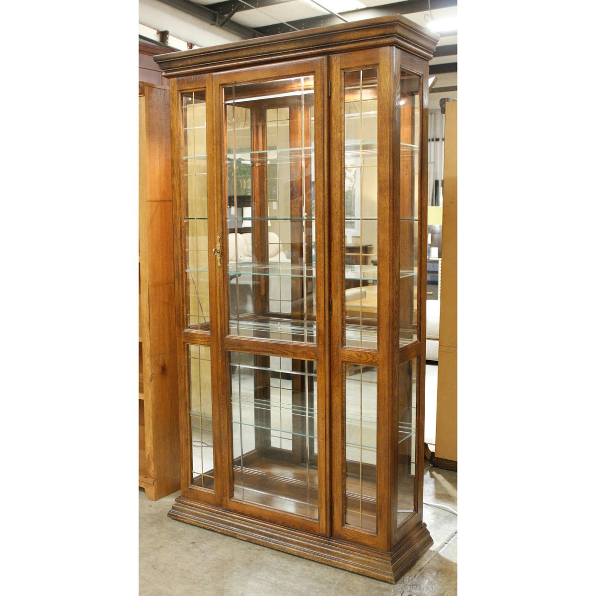 Oak & Etched Glass Curio Cabinet