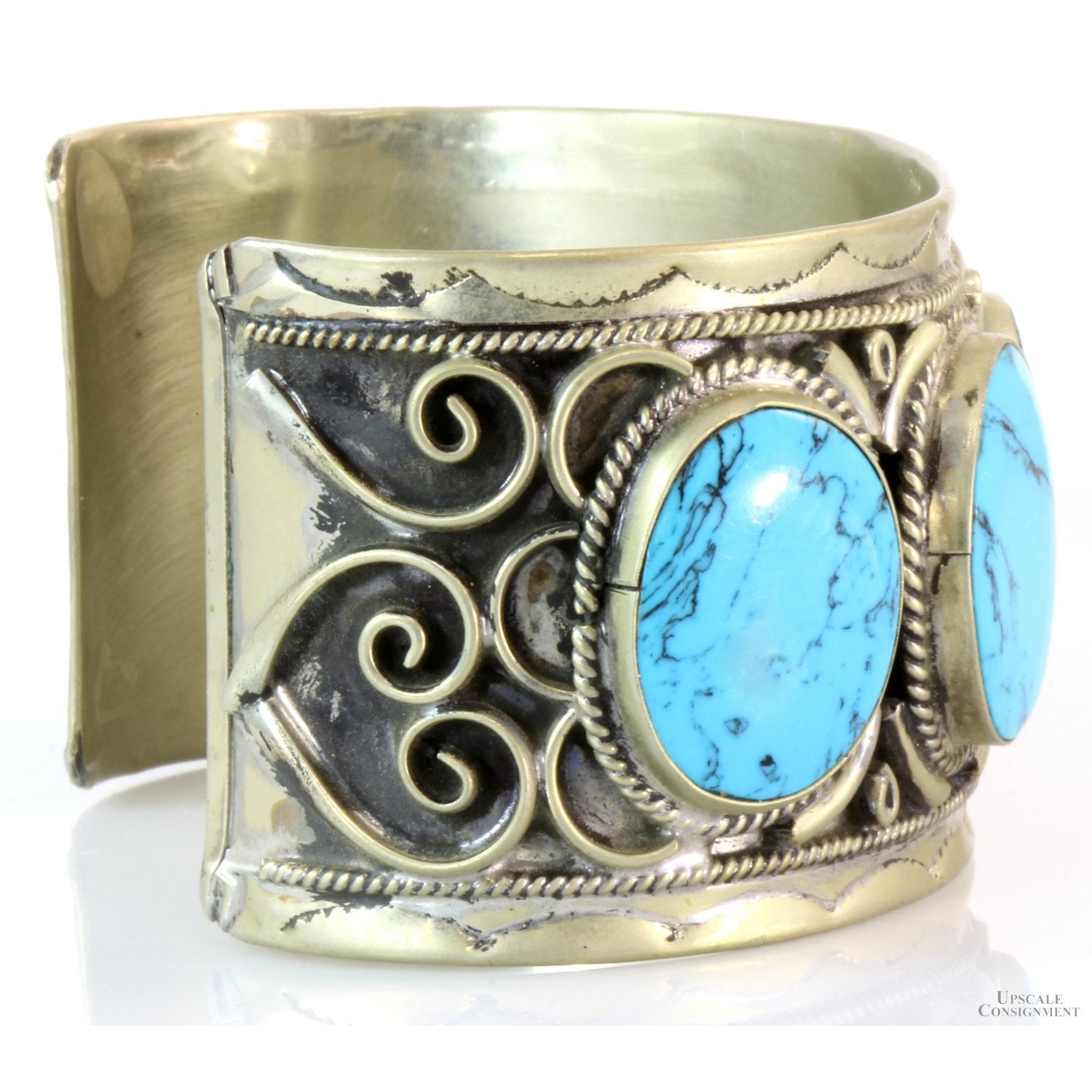 BEAUTIFUL VINTAGE STERLING SILVER TURQUOISE CUFF outlets BRACELET. # 696