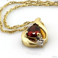 Pear Brillant Garnet Diamond 10K Pendant & 14K Chain