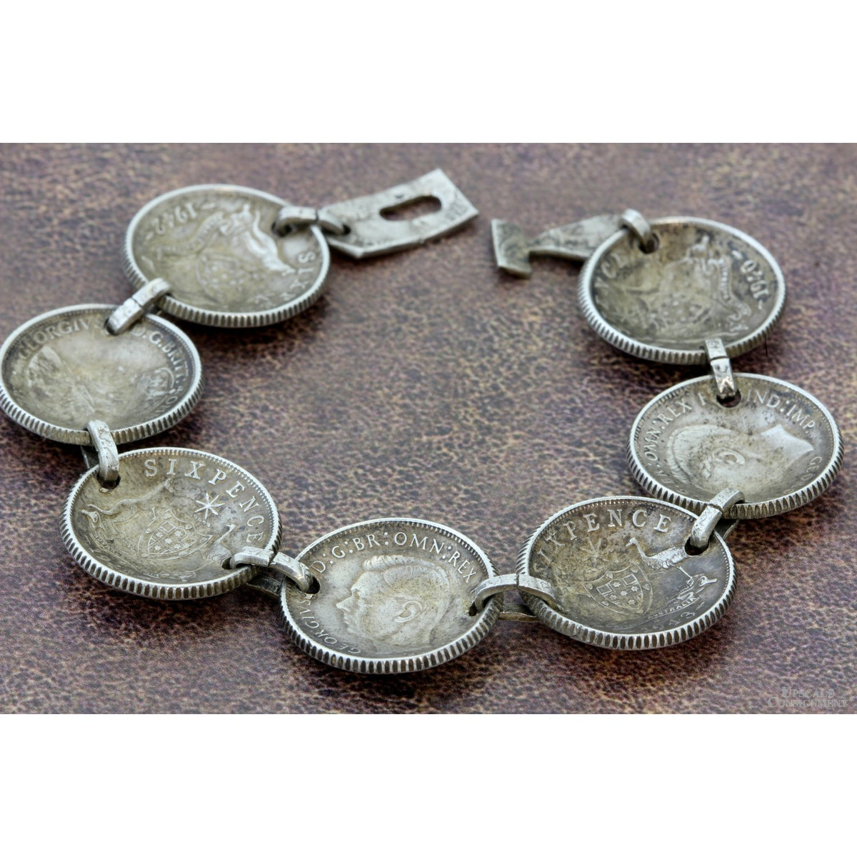 WWII Australian Sterling Silver Coin Trench Art Bracelet 1940–43