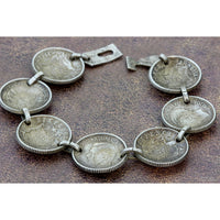 WWII Australian Sterling Silver Coin Trench Art Bracelet 1940–43