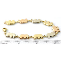 Italian Milros 14K Tri-Gold Elephant Link Bracelet - 11.30G