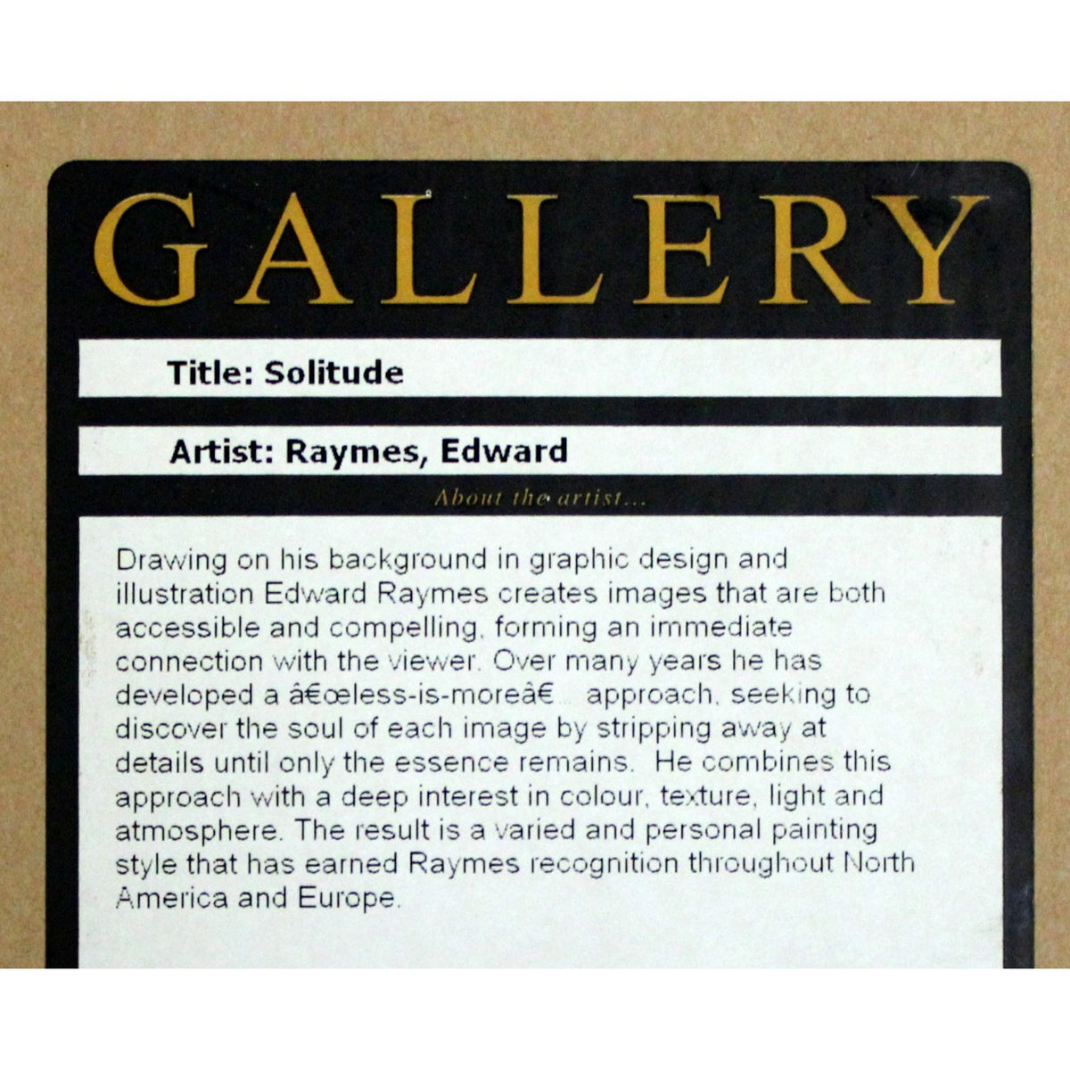 Framed Print "Solitude" by Edward Raymes