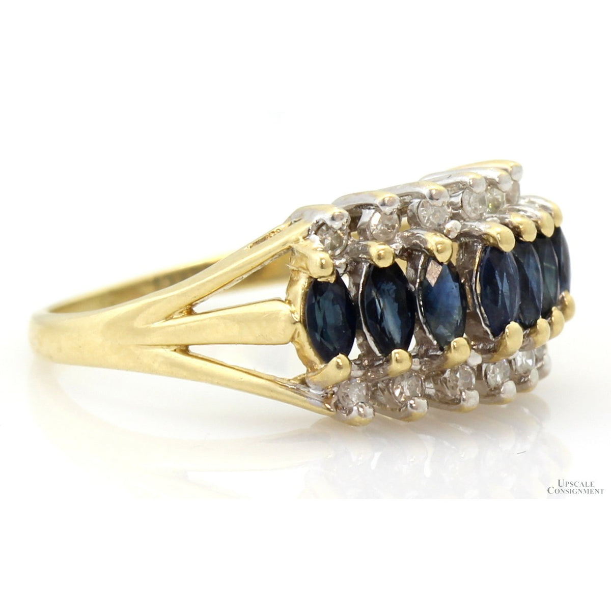 Vintage Natural Sapphire & Diamond 14K Yellow Gold Ring
