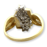 10K Yellow & White Gold Diamond Waterfall Cluster Ring