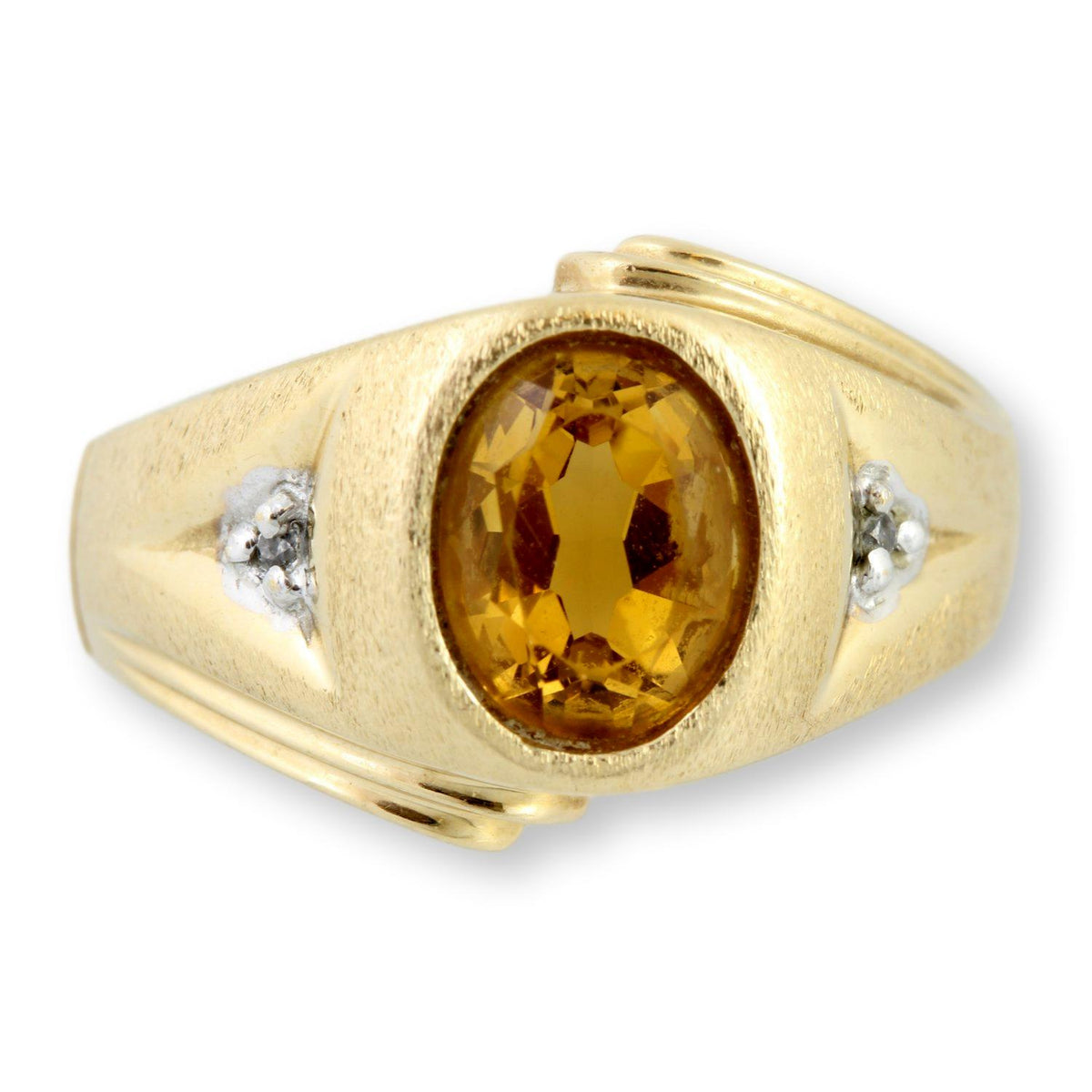 2.11ct Oval Citrine & Diamond 14K Yellow Gold Ring