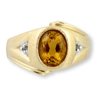 2.11ct Oval Citrine & Diamond 14K Yellow Gold Ring