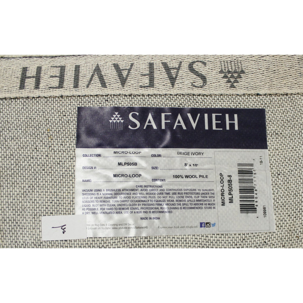 Safavieh 7' 7'' X 9' 11'' Beige & Ivory Micro Loop Area Rug