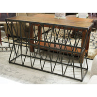 Hooker Furniture Rustic Plank & Metal Strap Console Table
