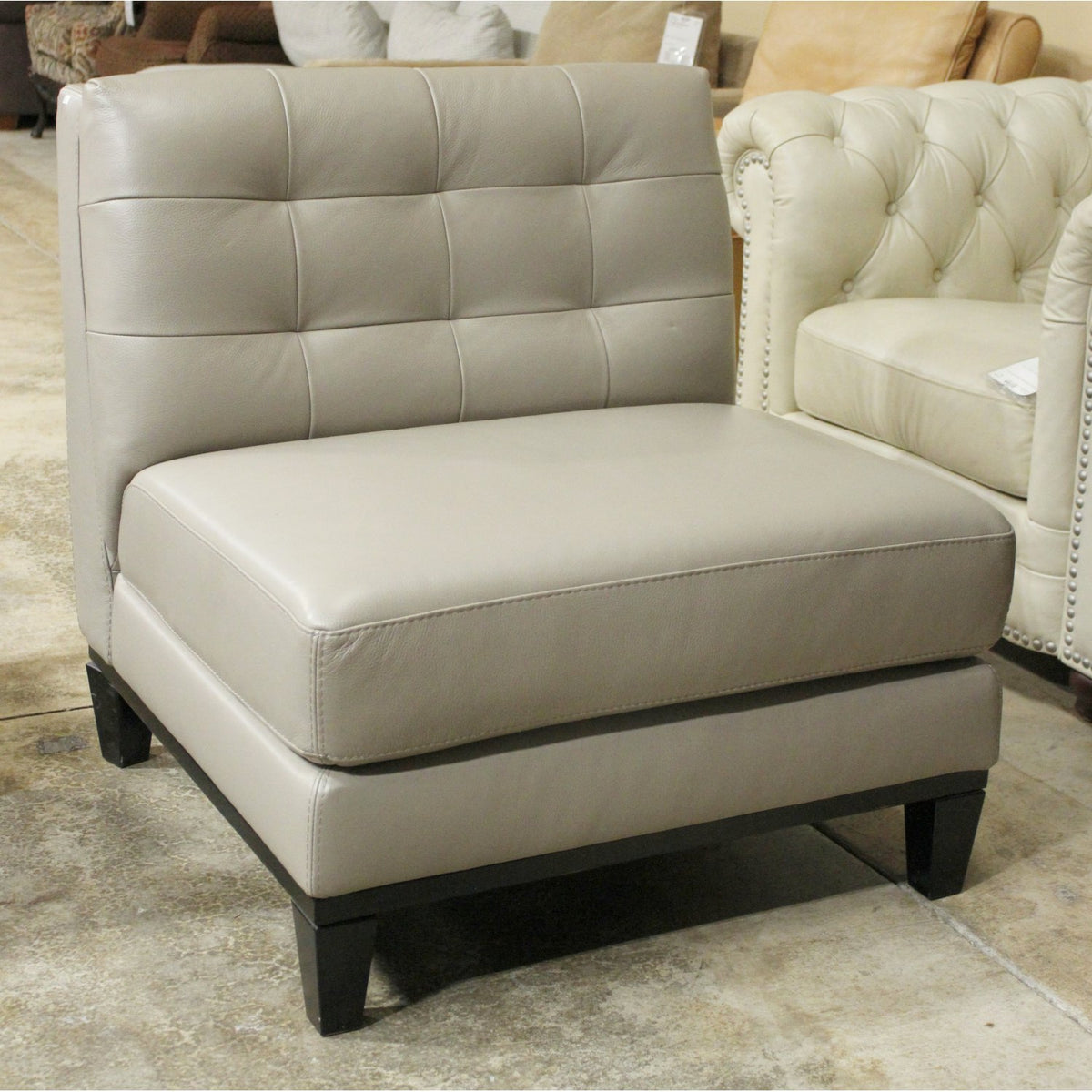 Chateau d'Ax Taupe Leather Slipper Chair