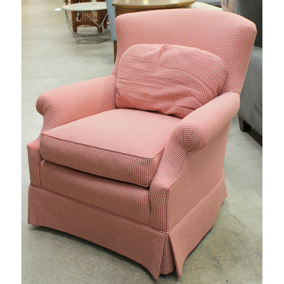 Sherrill Red Gingham Armchair