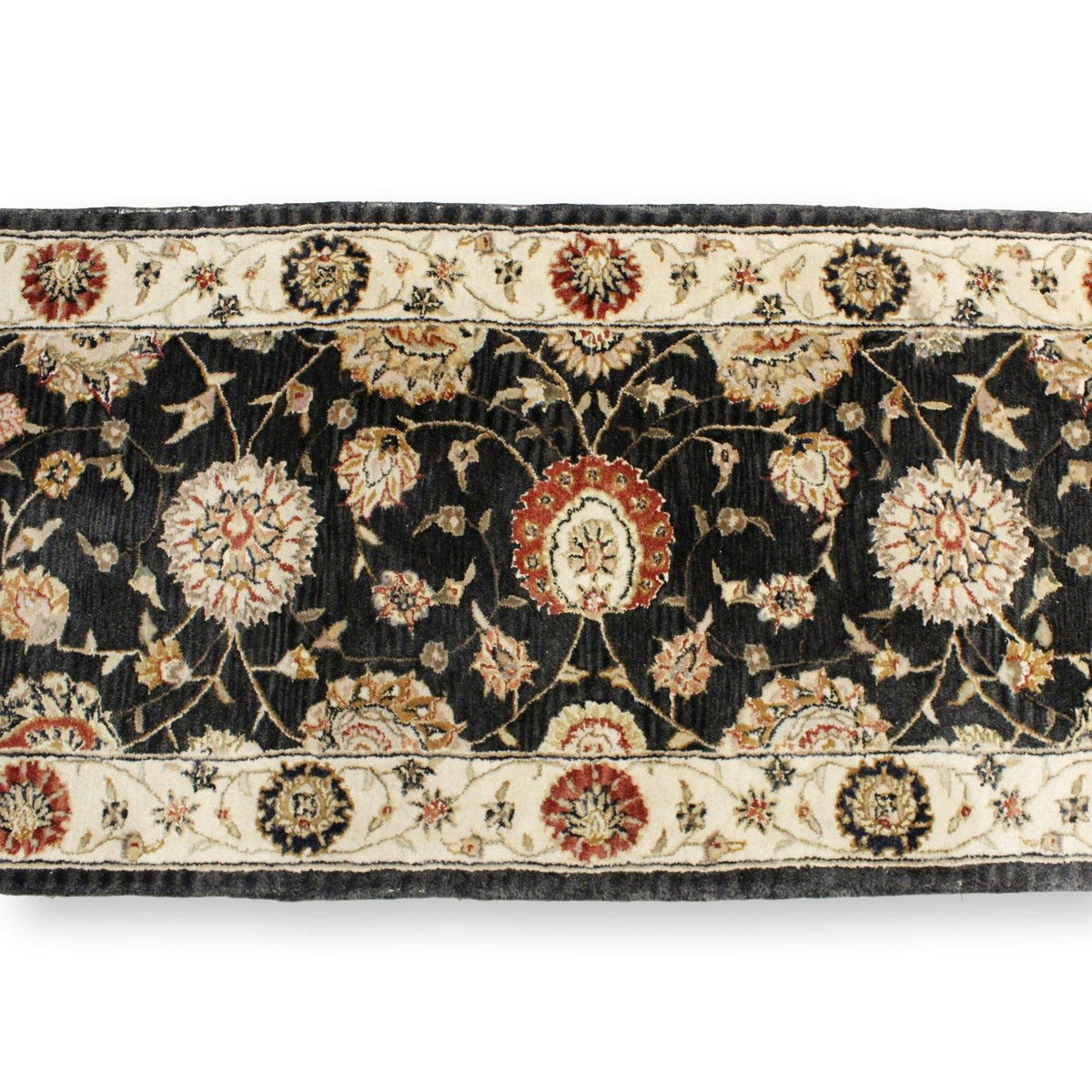 2' 4'' X 8' Black & Ivory Wool Runner Rug