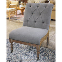 Tufted Gray Slipper Chair