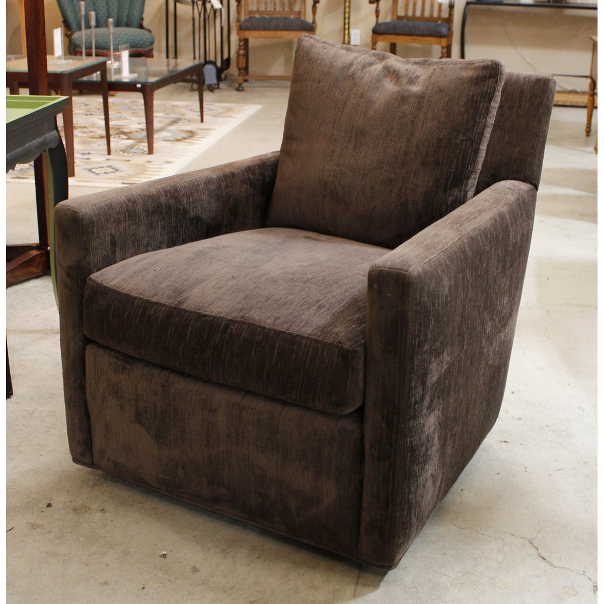 Lee Industries Brown Swivel Armchair