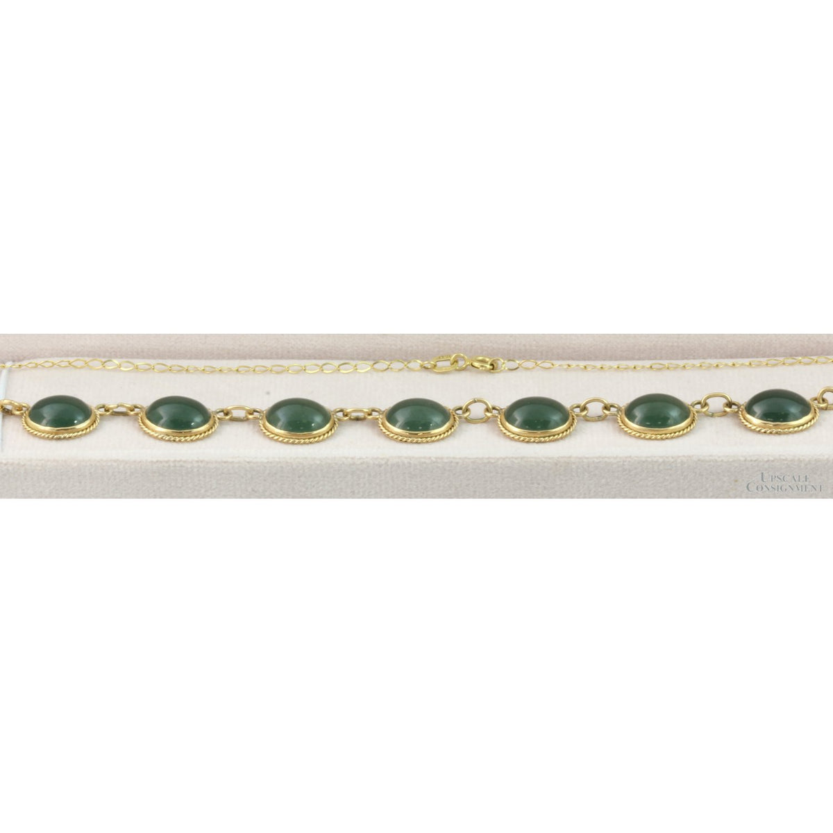 17.28ctw Medium Dark Green Jadeite Jade 14K Gold Necklace